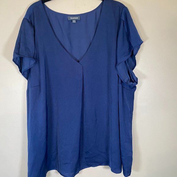 Modcloth Tops - Modcloth Blue V-Neck Blouse